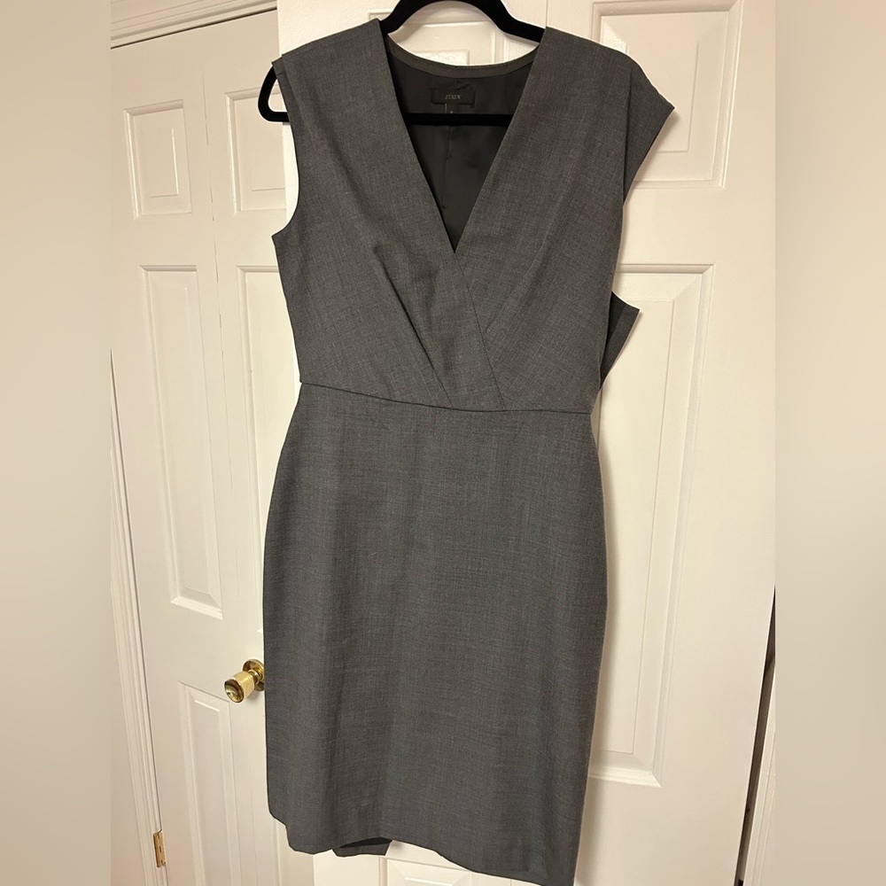 J. Crew Gray Wrap-Front Midi Sheath Dress